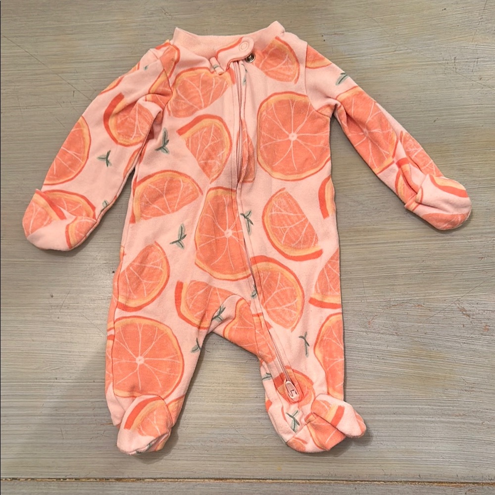 Tangerine Print Baby Footie